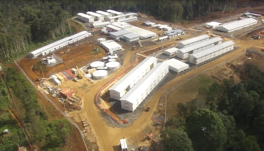 Aerial view of modular container camp built by AquaCat